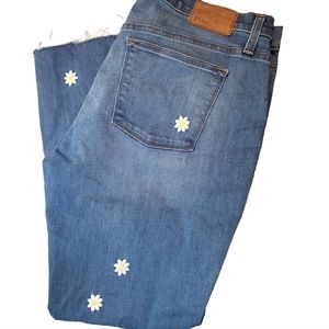 J CREW Boyfriend Jean w/Embroidered Daisies size 31 T